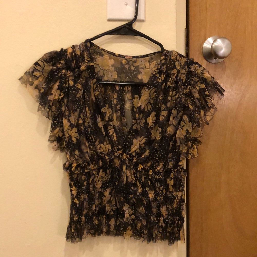 Free people Black and Gold Top